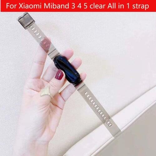 Cool Replacement 2 in 1 clear Band For Xiaomi Mi Band 4 3 Strap Smart watch Bracelet Miband 5 cover band Silicone bracelet