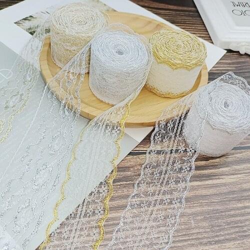 10m 4.5cm width Lace trim Ribbon Floral Pattern Fabric Lace Ribbon for Sewing Gift Wrapping DIY Crafts Wedding Decorations