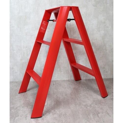 Photo small stepladder household folding multifunctional three-step stepladder
