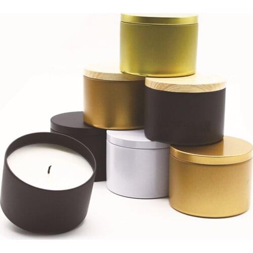 Mini Metal Can Double-sided Matte Black Candle Making Tinplate Empty Storage Jars Wood Grain Lids Cosmetic Pot Tea Box Cream Jar