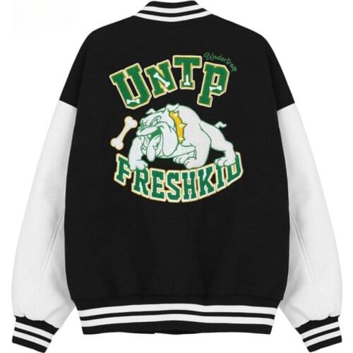 Mens Baseball Jacket Bulldog Embroidery Streetwear Hip Hop Style Casual Jackets Male 2021 Fashion Bomber Uniform Unisex Coats