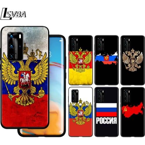 Russia Flag Map For Huawei P40 P30 P20 P10 Pro Lite E Plus 4G 5G P9 P8 Lite P Smart Z S Plus Soft Black Phone Case