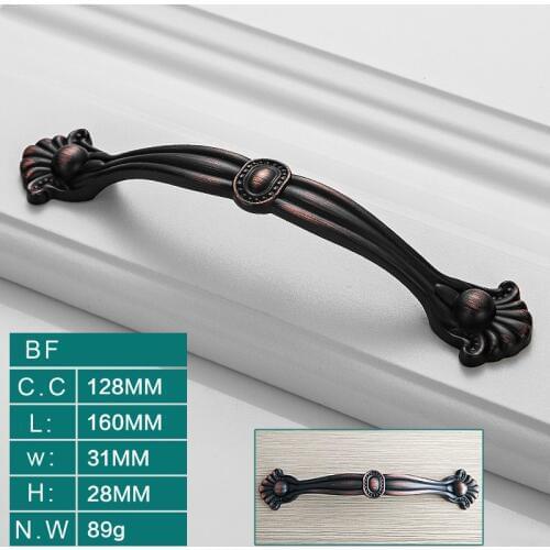 New Exquisite Cabinet USA European Black Handle Simple Black Bronze Handle Closet Drawer Cabinet Furniture Door Handle