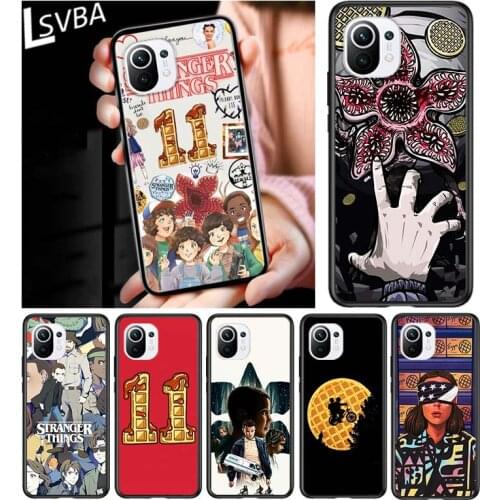 Stranger Things cartoon for Xiaomi Mi 11 10T Note 10 Ultra 5G 9 9T SE 8 A3 A2 A1 6X Pro Play F1 Lite 5G Black Phone Case