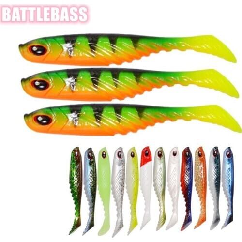 BATTLEBASS 2020 artificial worms soft t tail fishing shad 95mm 9.2g PVC Material Double Colors Fishing Lure soft plastic lure