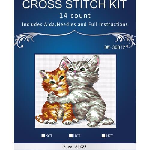 Lovely Gold Collection Counted Cross Stitch Kit similar dmc anchor dim cross stitch two cats DW-30