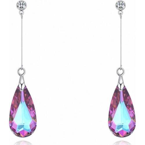 TRACYSWING Element Brand Real Austrian Crystals Fashion Heart trendy Dangle Earrings For Women Gift Th-131504