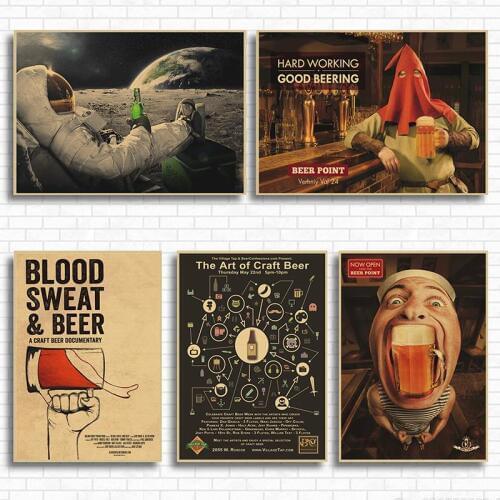 Funny Retro BEER Cheers Vintage Classic Movie Kraft Paper Poster Bar Cafe Living Room Dining room Wall Decorative Paintings