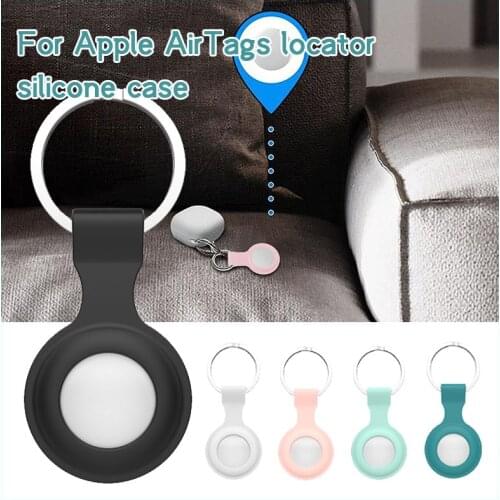 Silicone Protector Cover With Keychain For AirTags Shockproof Anti-scratch Anti-fall Silicone Protective Case Shell For Air Tags