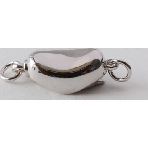 Clasp, solid 925 sterling silver clasp, pea-shaped security tab clasp,box clasp for necklace/bracelet