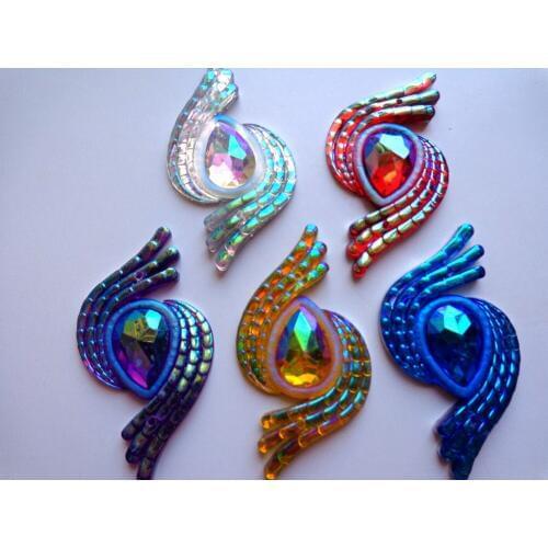 ZBROH Mixed colour Sew on rhinestones resin crystal S shape 45*25mm flatback accessory gemstone strass 30pcs/bag