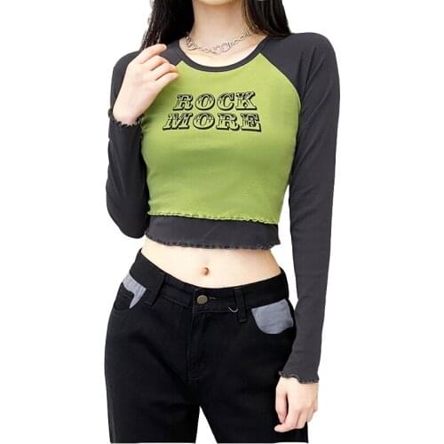 2021 Fashion Y2K Words Print Crop Tops Women Vintage Casual Patchwork Leopard Tshirts Harajuku Aesthetic 90s Tees Cuteandpsycho