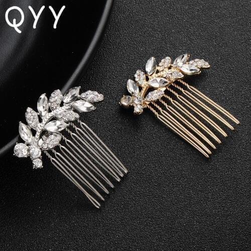 QYY Fashion Hair Side Combs for Women Rhinestone Hairpins Accessories for Bride Hair Jewelry Wedding Hair Ornaments