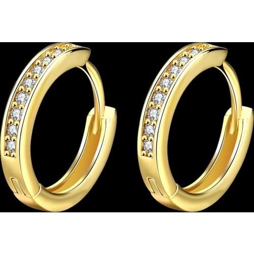 LByzHan Fashion Full Zircon Circle Earrings Classic Big Circle Earrings Gold/Silver Color Crystal Hoop Earrings For Women E02