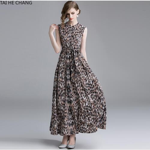 Women Fashion Summer Elegant Vestidos Slim Bodycon Formal Party Vintage Casual Runway Sexy Print Leopard Maxi Long Dress