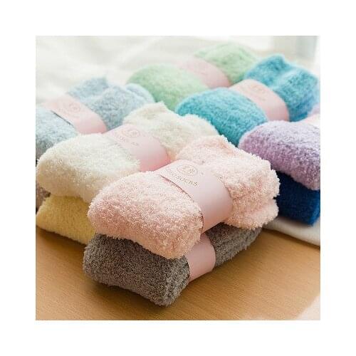 Winter women socks thickening warm coral velvet ladies thicken floor socks casual solid color long socks hosiery