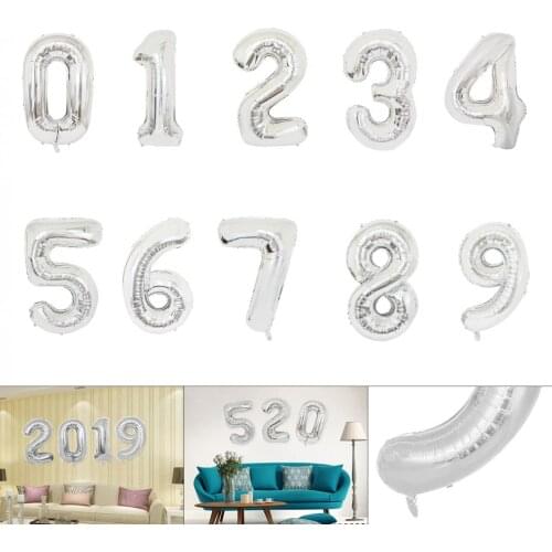 1pcs 40 Inch Aluminum Foil Silvery Number Digital Balloon Birthday Party Decoration