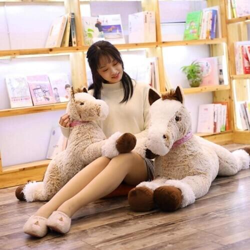 1pc 90/120cm Real Life Colored Pony Figurine Plush Stuffed Horse Dolls Felt Smooth Sofa Cushions Baby Birthday Present