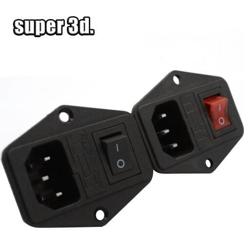 10A/15A 250V AC Power Socket with Rocker Switch 3 in 1 with/without Fuse t Red Black 3D Printer parts