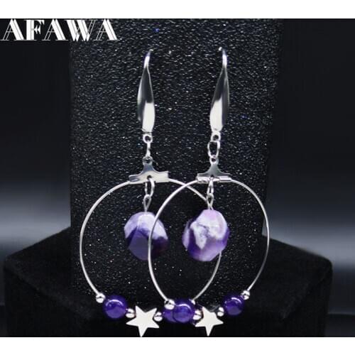 2021 Fashion Witchcraft Pentagram Stainless Steel Earrings for Women Round Drop Earrings Jewelry pendientes mujer E612999