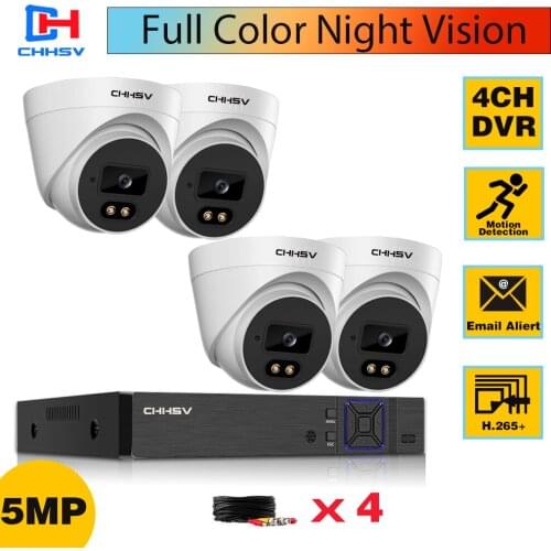 4CH CCTV Dome Security Camera System 5MP AHD DVR Kit 4 Channel Indoor Home Monitoring Camera System Set XMEYE Surveillance Kit