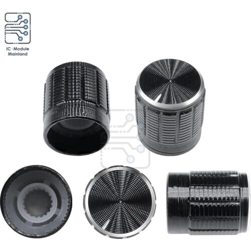 5PCS/Lot Dia. 6mm Knurled Shaft Insert Potentiometer Control Black Metal Knobs Switch Knob 15mm Dia. x 16.5mm Height