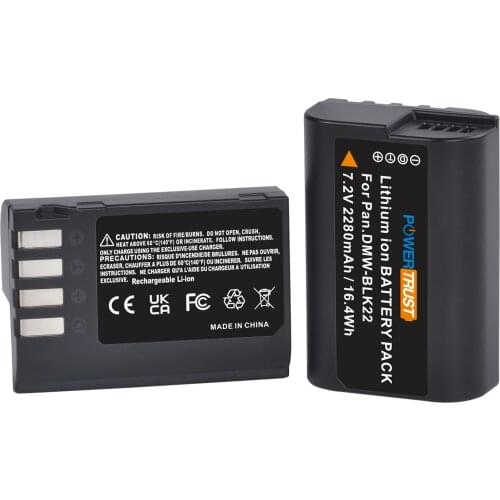 PowerTrust 2280mAh 7.2V DMW-BLK22 DMWBLK22 Battery for Panasonic Lumix DC-S5 DC-S5K Digital Cameras