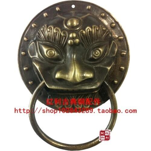[accessories] antique copper bonus classical copper bronze animal head handle Chinese door shop first tiger lion head