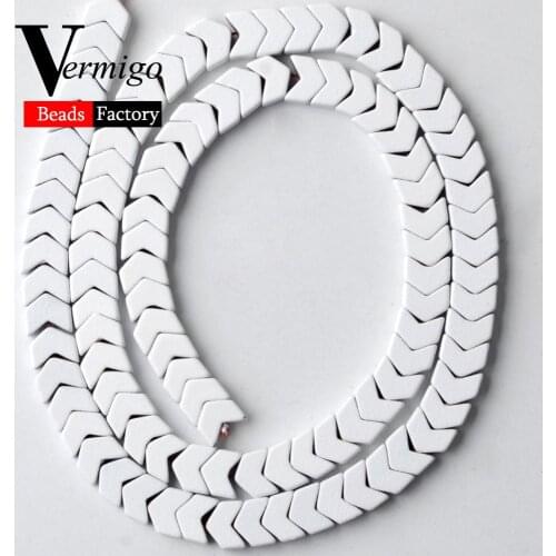 White Nanotech Rubber Arrow Shape Hematite Minerals Stone Beads For Jewelry Making 6*3mm Spacer Beads Diy Bracelet Necklace 15