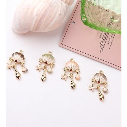 Free Shipping 20pcs/Lot 17*37mm Zinc Alloy Colorful Sea Shell Tassel Charms DIy Jewelry Findings ornament Accessory Pendants