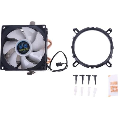 Silent CPU Cooler LGA/2011/115X/775 3 Pin PC Cooling Radiator 2 Copper Tubes 5 Colors LED Cooling Fan