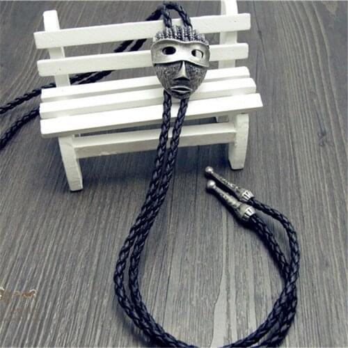 Bolo Tie The latest retro shirt chain tribal masks Poirot led rope leather necklace Long tie hang