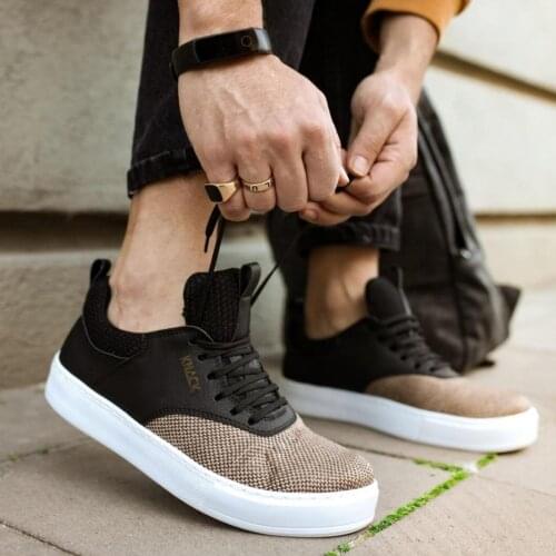Knack Casual Male Shoes 056 Black Mink Seasonal Sports Style Laced 2021 Spring Summer Fashion Orthopedic Casual Bottom Lining Cotton