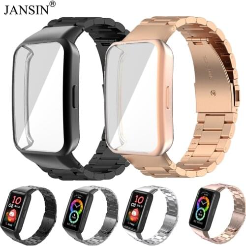 Case+Stainless Steel Bracelet For Huawei Band 6 Strap Replacement Metal Watchband For Huawei Band 6 Pro/Honor Band 6 Strap Cover