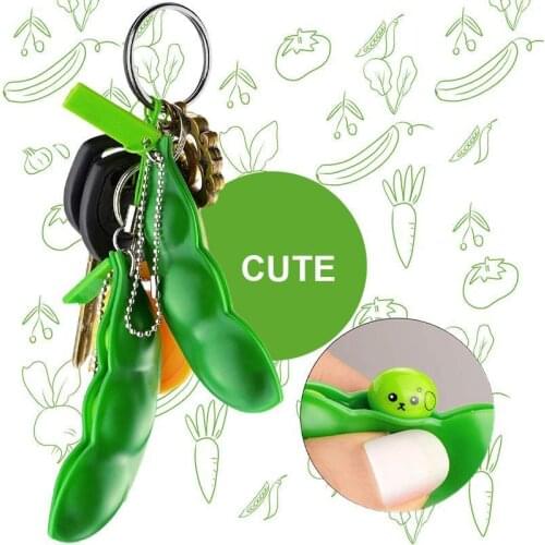 Decompress Vent Peas Infinite Squeeze Edamame Bean Pea Expression Chain Key Decompression Gifts Toy Rubber Boys Xmas Gift