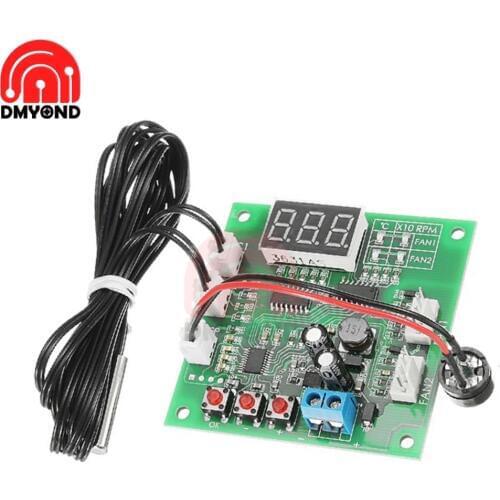 Two Way Heat Dissipation PWM Four Wire Fan Temperature Controller Temperature Speed LED Display Stop Alarm Board