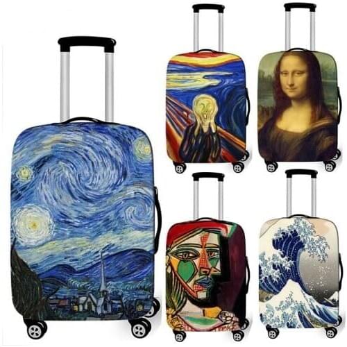 Van Gogh art oil painting / Janpan wave / Mona Lisa luggage protective cover elastic suitcase cover anti-dust trolley case cover