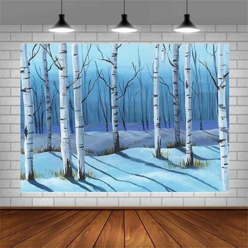 Avezano Photography Backgrounds Winter Hand Painted Snowfield Forest Backdrops Photo Studio Photocall Photozone Decor Wallpaper