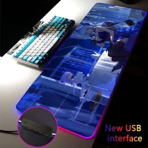 Anime Girl RGB Mouse Pad USB Hub Azur Lane Gamers MousePad Four USB Docking Dock Typec Interface Multi-interface Desk Mat Carpet