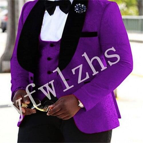 Handsome One Button Groomsmen Shawl Lapel Groom Tuxedos Wedding Dress Men Suits Blazer Prom Dinner (Jacket+Pants+Tie+Vest) B04