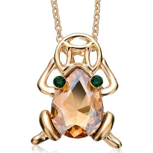 Fashion Zircon Money Frog Necklace Pendant Gold Charms Girl Choker Accessories