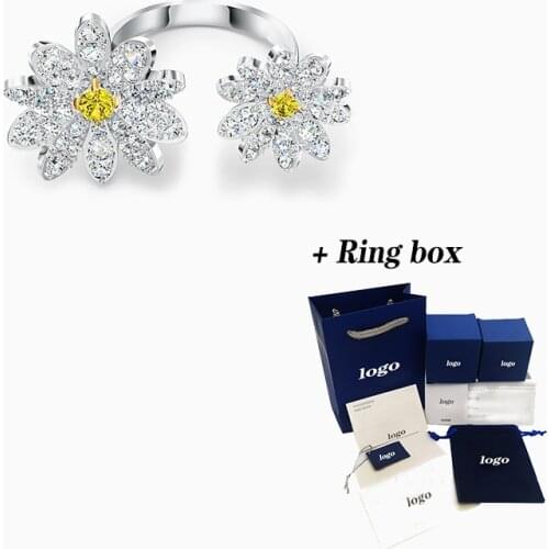 Fashion Jewelry SWA New ETERNAL FLOWER Open Ring Ring Exquisite Petal Decoration Female Luxury Engagement Ring Jewelry Gift