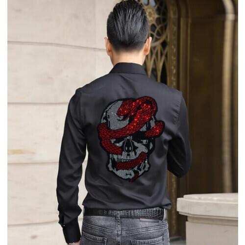 2020 Brand Casual Spring Luxury Plaid Long Sleeve Slim Fit Men Shirt Streetwear Diamond stone Dress Shirts Mens Fashions