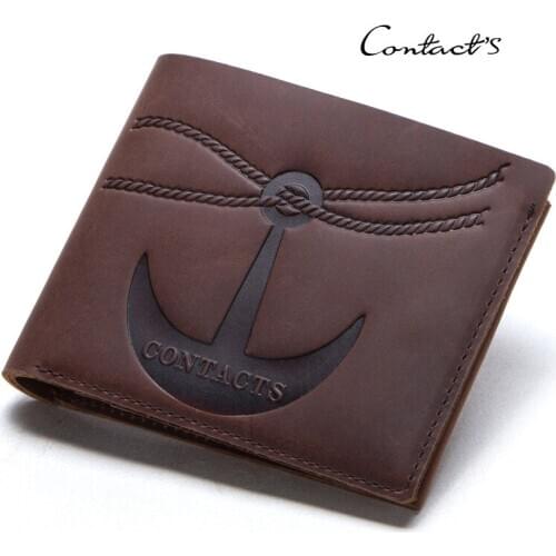 Mens Purse Leather Retro Crazy Horse Cowhide Mens Wallet Leather Two-fold Horizontal Wallet Card Case