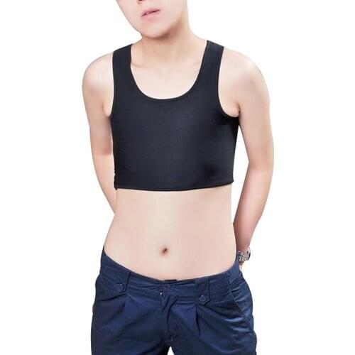 New Breathable Buckle Short Chest Breast Binder Tran Vest Casual Shapers Tops Black and White Short Corset Tee Tops