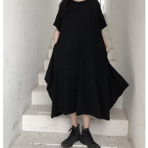 Large 2021 summer new long skirt with irregular bottom and slim summer French student black dress