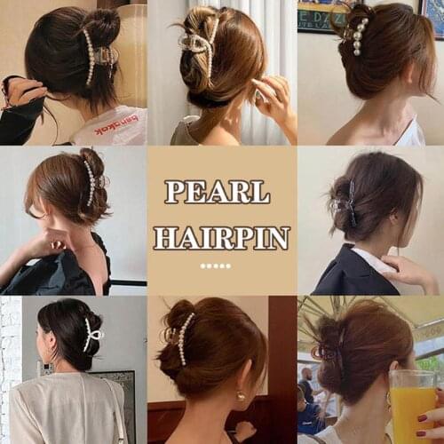 New Hyperbole Big Pearls Acrylic Hair Claw Clips Big Size Makeup Hair Styling Barrettes for Women Ha