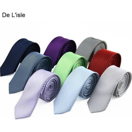 Brand New Fashion Jacquard Skinny Striped Necktie Classic 5cm Narrow Slim Tie Microfibre Men Gift