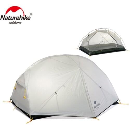Naturehike Mongar 2 Persons Camping Tent Ultralight Waterproof 15D/20D Nylon Fabic Double Layer Tent for Outdoor Hiking Travel
