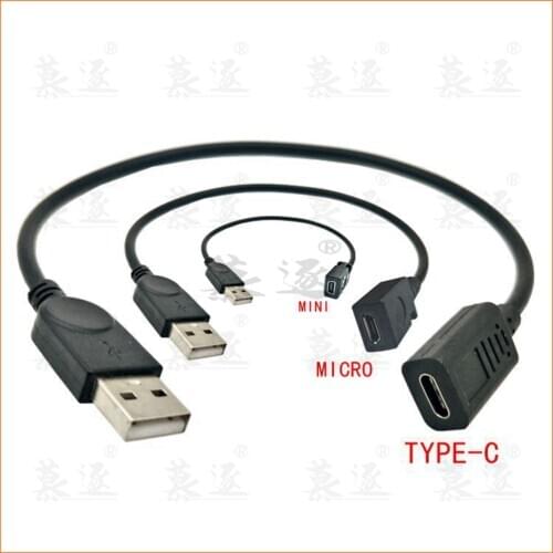 USB Male Micro &MINI & type-cUSB Female adapter for android phone data charging wire connection data conversion wire